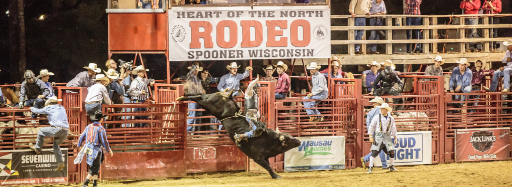 Bull Riding at Spooner Rodeo, Washburn County; Photo: James Netz Photography